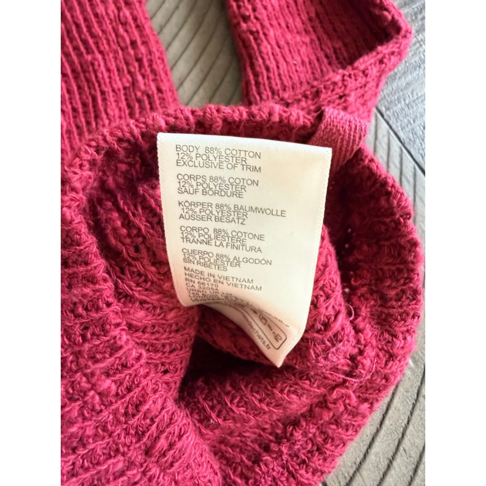 We The Free by Free People Textured Button Front Cardigan Top SM Berry Red
